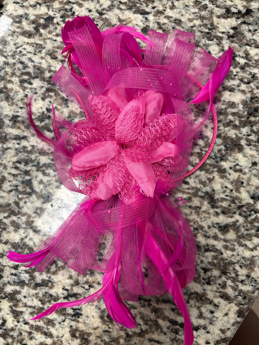 Brand New! Fuchsia Floral Feather Headband